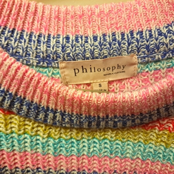 Philosophy Rainbow Stripe Crewneck Knit Sweater Sz S - Picture 3 of 7
